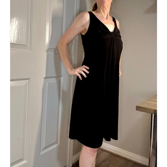 METRO Black Bodycon V Neck Sleeveless Slinky Dress Size M - Picture 3 of 6